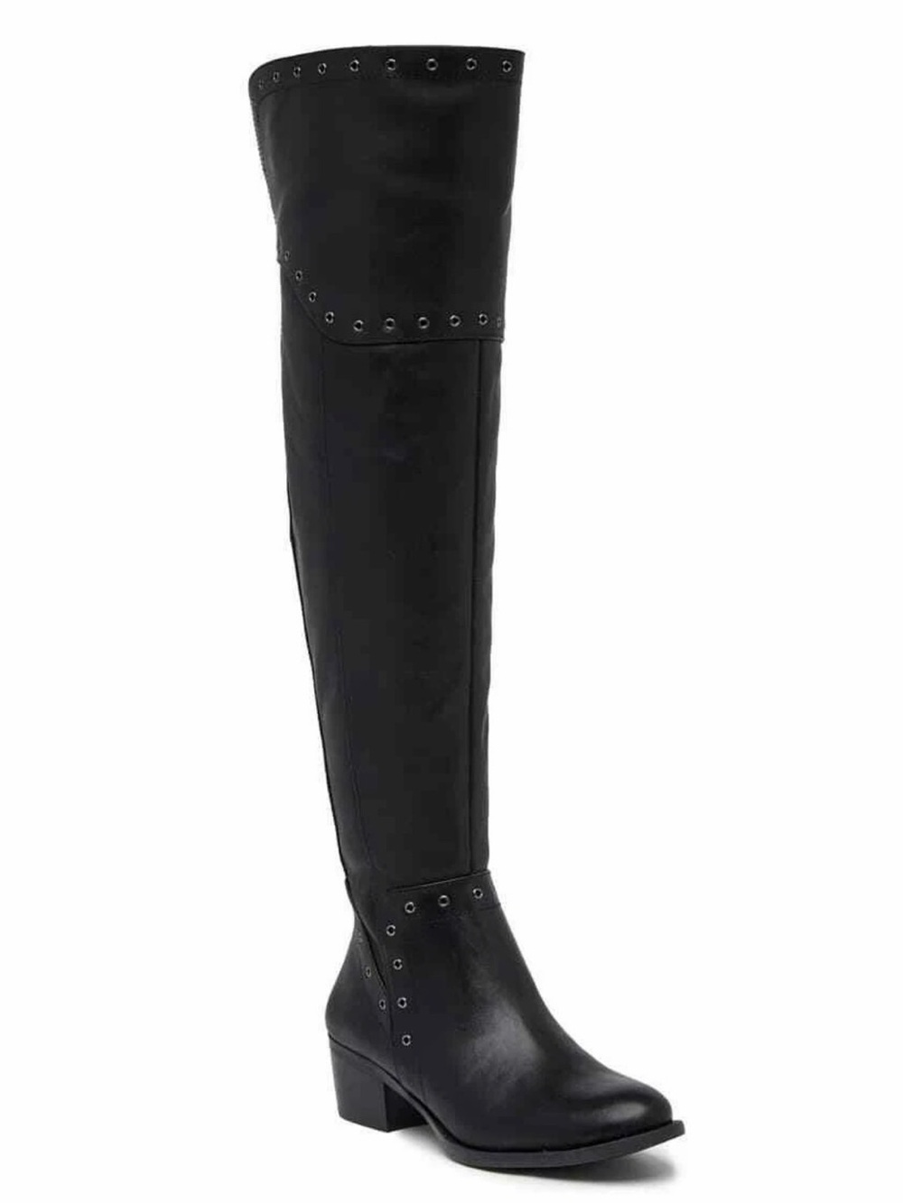 Vince Camuto Bestan Black Over-the-Knee Studded Leather Boots NIB - Picture 2 of 6
